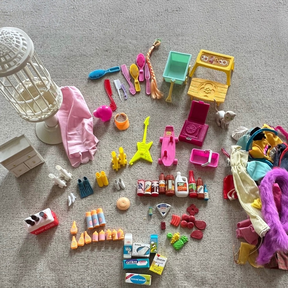 Vintage Barbie Doll Accessories Cat Furniture Food Shoes Clothes Coca-Cola Pepsi